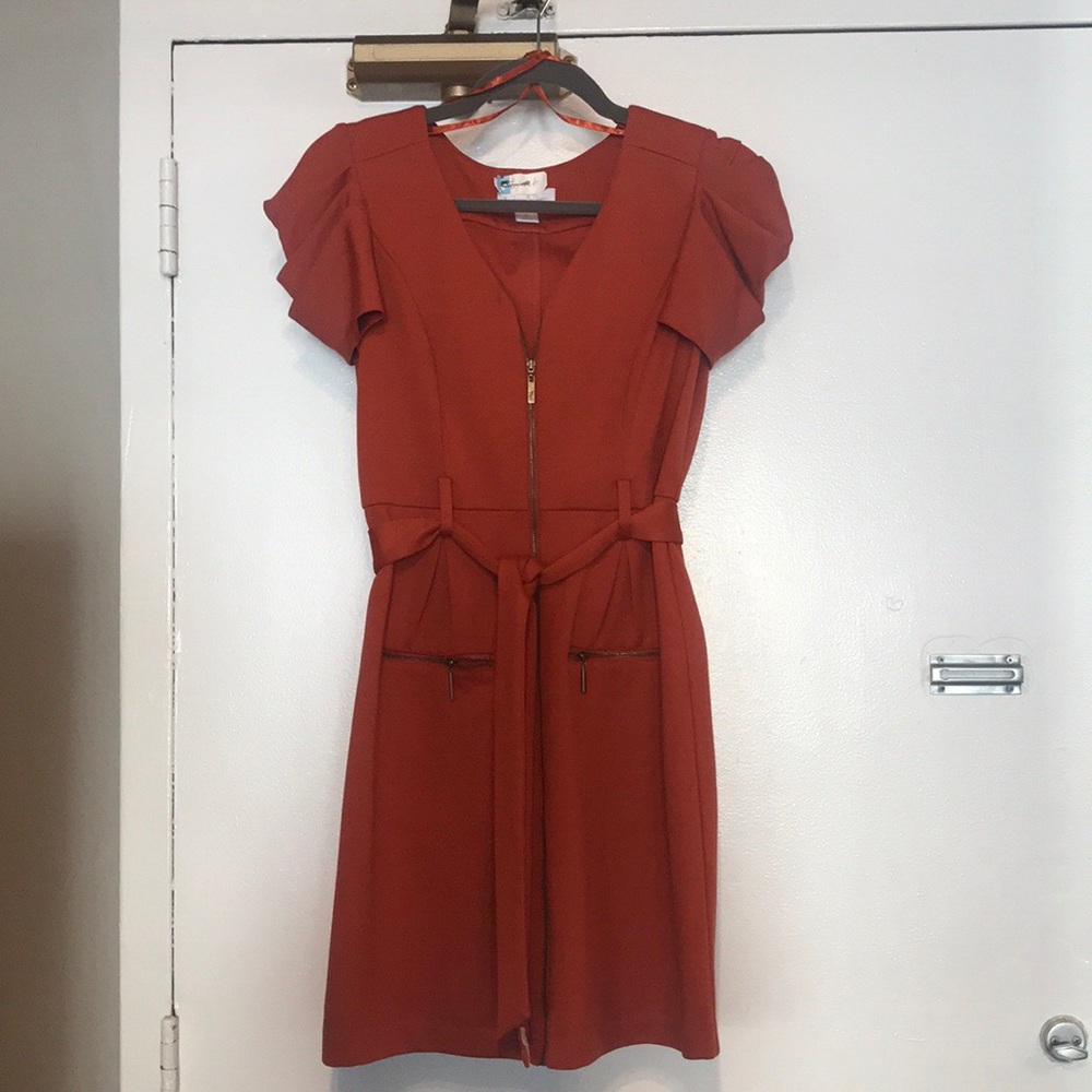 Burnt orange classy work dress